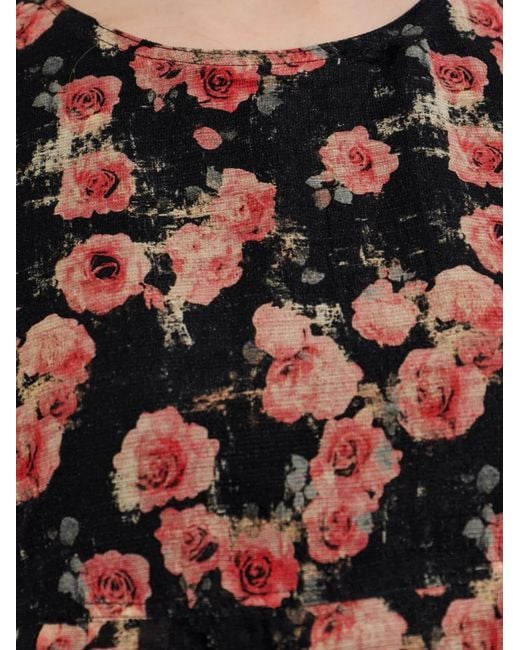 R13 Black Rose-Print Mini Dress