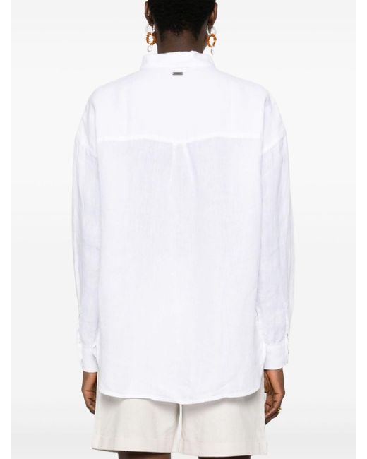 Barbour White Hampton Linen Shirt