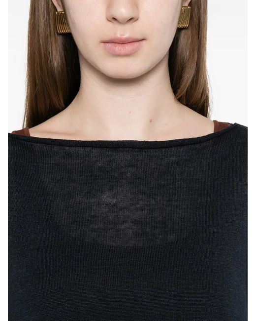 Roberto Collina Black Boat Neck Jumper