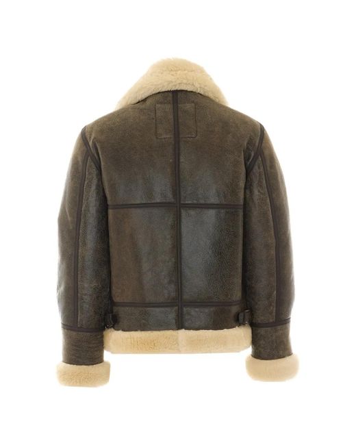 Schott Nyc Brown Shearling-Lined Leather Jacket for men