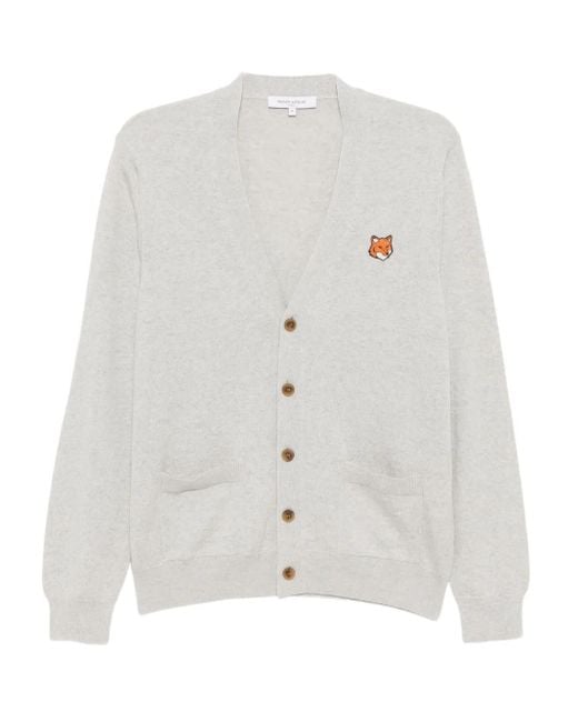 Maison Kitsuné Cardigan Mit Bold Fox Head-Patch in White für Herren