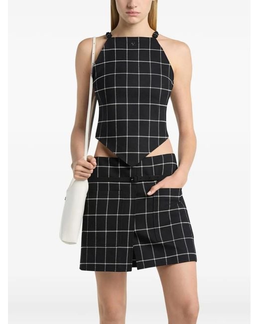 Courreges Black Halterneck Checked Tank Top