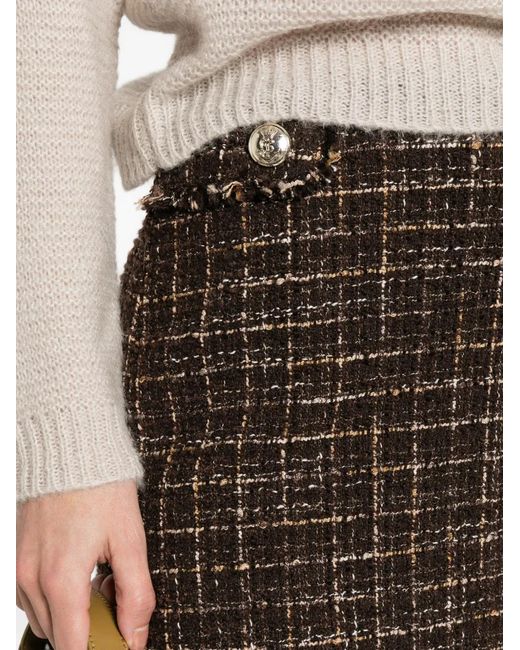 iBlues Black Button-Detail Checked Mini Skirt