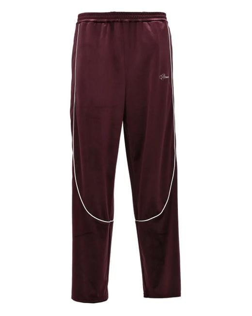 BREATH Purple Script-Logo Piping Track Pants for men