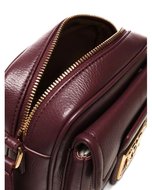 Love Moschino Purple Logo-Plaque Flap Shoulder Bag