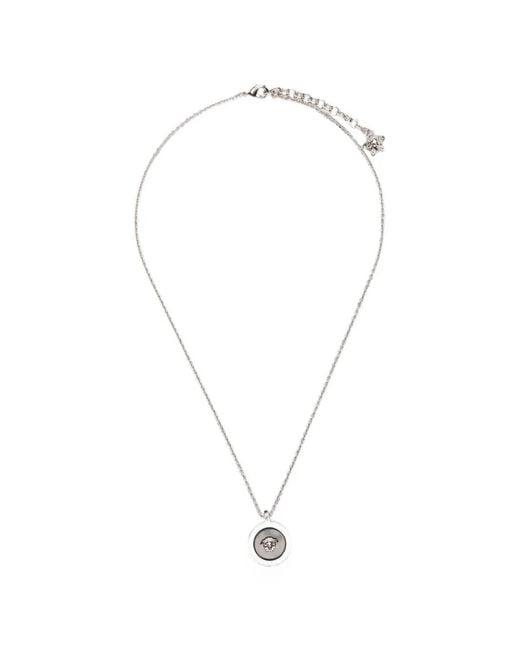Versace White Logo-Pendant Necklace