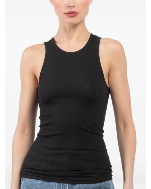 Tibi Black Ribbed Racerback Top