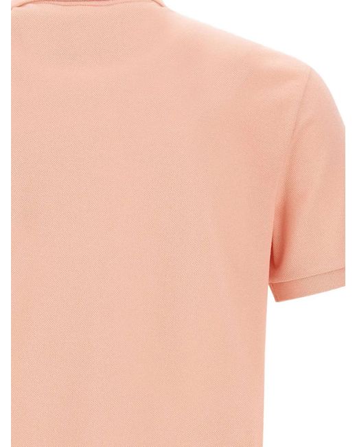 Lacoste Pink Ribbed Logo Patch Polo Shirt for men