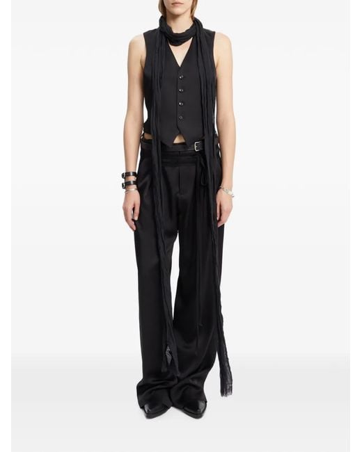 Ann Demeulemeester Black Raw-Edge Frayed Scarf