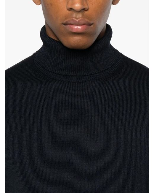 Roberto Collina Black Turtleneck Merino Wool Sweater for men