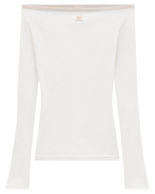 Courreges ボートネック トップ White