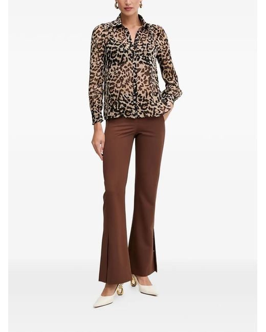 Morgan Brown Clion Leopard-Print Button-Down Shirt