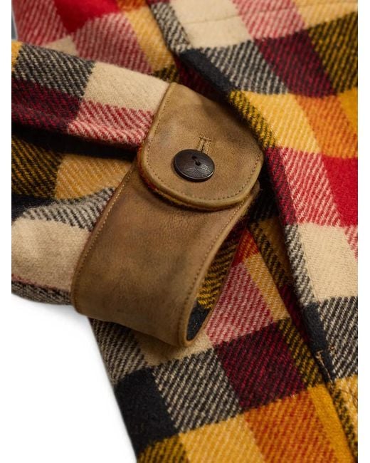 RRL Orange Surchemise En Laine À Carreaux Et Écusson Chat for men