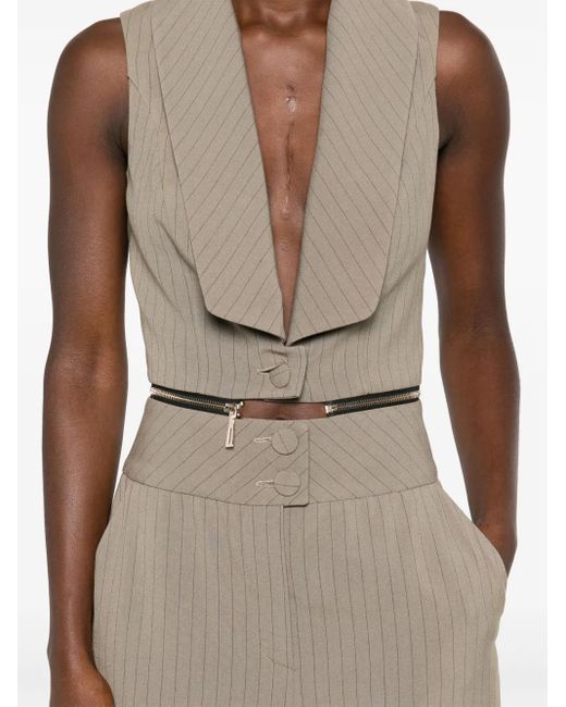 MITILIANE COUTURE Natural Striped Zipped Jumpsuit