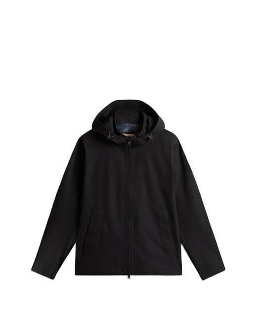 Woolrich Black Pacific Two-Layered Hooded Jacket for men