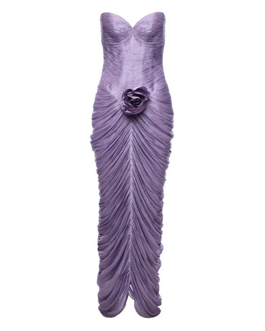 Vestido largo con aplique de rosa Ana Radu de color Purple