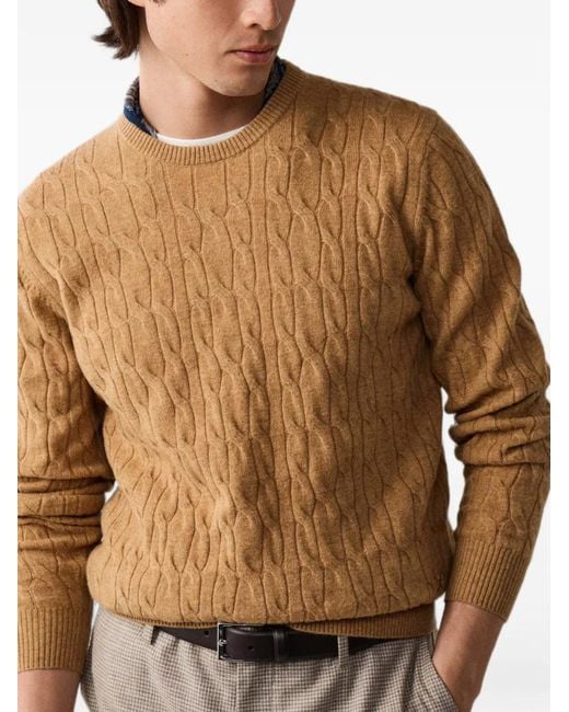 Hackett Multicolor Cable-Knit Lambswool Knit for men
