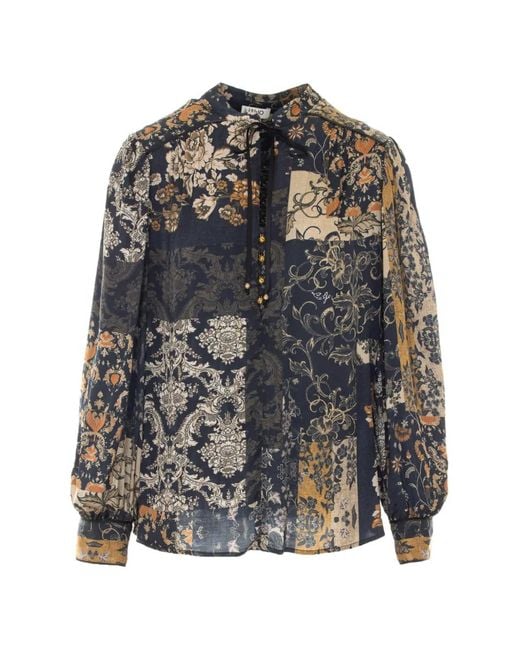 Liu Jo Gray Paisley-Print Shirt
