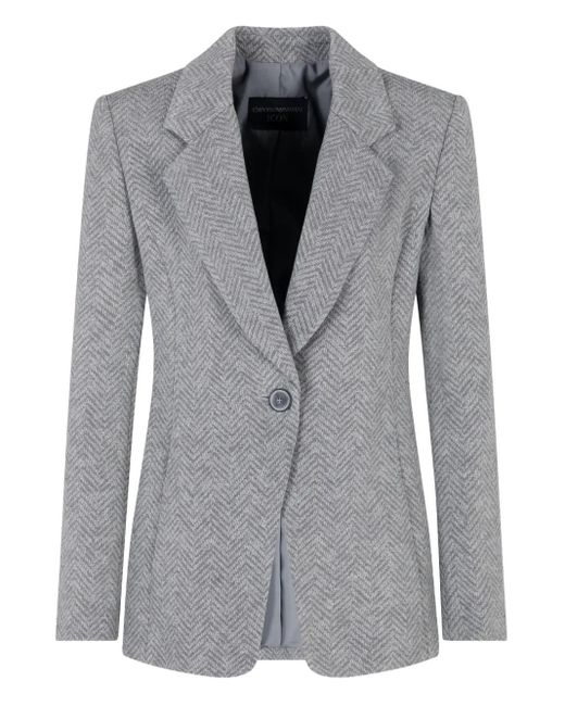 Emporio Armani Gray Herringbone Single-breasted Blazer