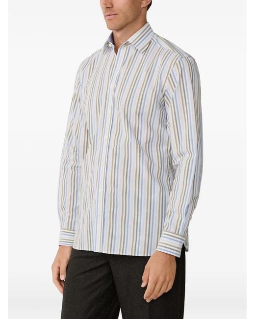 Hackett White Bengal-Stripe Pimlico-Collar Shirt for men