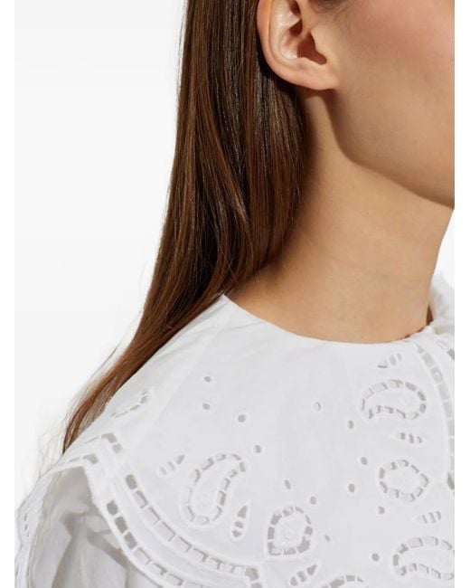 AllSaints White Marie Broderie-Anglaise Scalloped-Hem Blouse