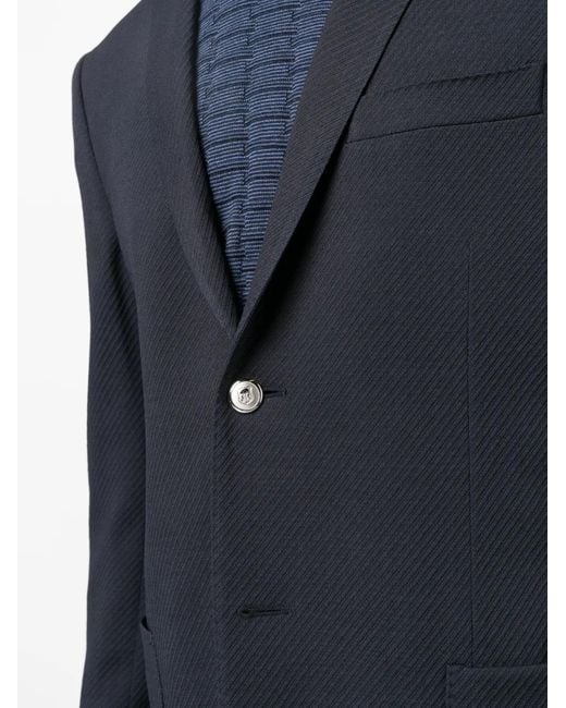Corneliani Blue Textured-Finish Single-Breasted Blazer for men