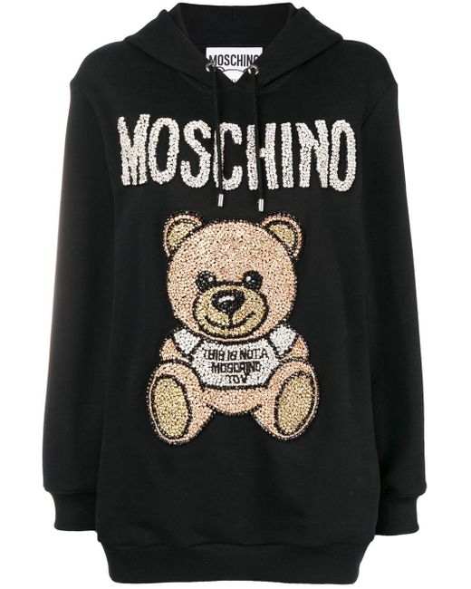 Moschino Black Teddy Bear Embellished Hoodie