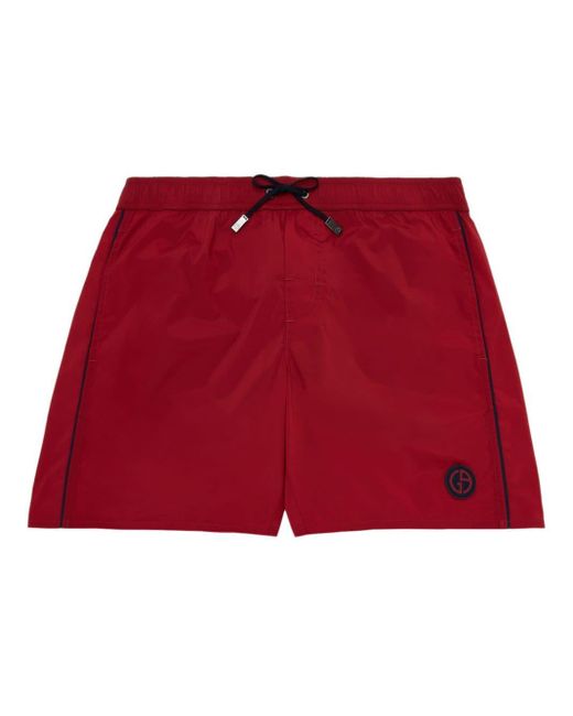 Giorgio Armani Shorts Met Trekkoordtaille En Logo-applicatie in het Red voor heren