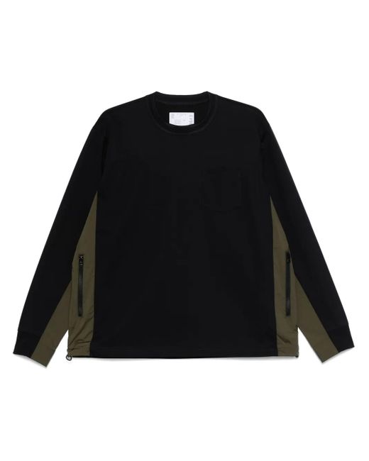 Sacai Black Jersey-Texture Sweatshirt for men