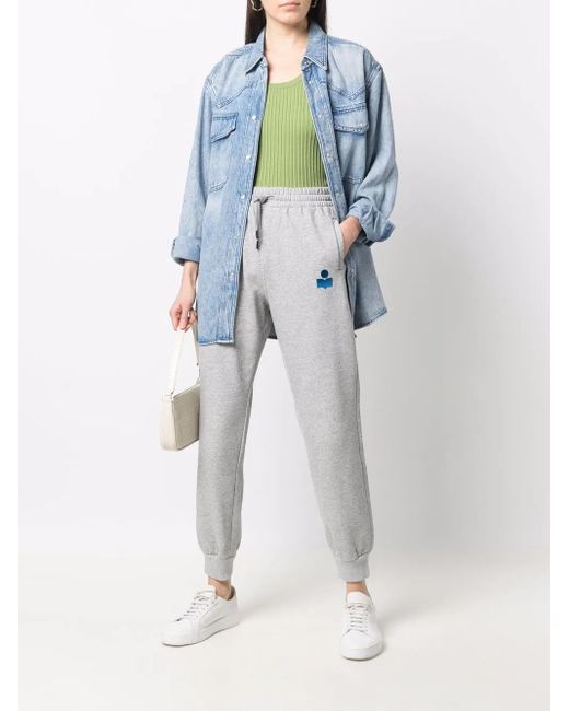 Isabel Marant Gray Logo-Patch Track Pants