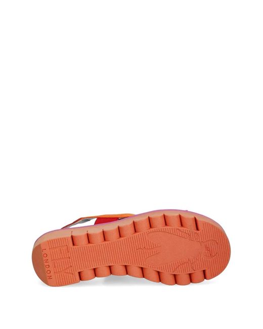 Fly London Red Multi-Strap Platform Sandals