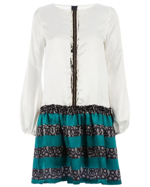 Twisty Parallel Universe White Contrast Shirt Dress