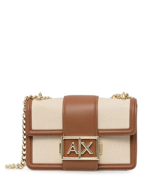 ARMANI EXCHANGE Natural Mini Logo-Plaque Crossboby Bag