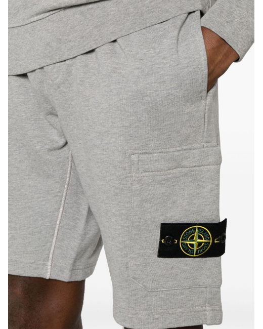 Pantalones cortos de chándal con distintivo Compass Stone Island de hombre de color Gray