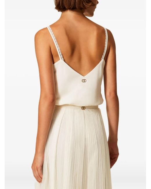 Twinset White Lace-Trimmed Top