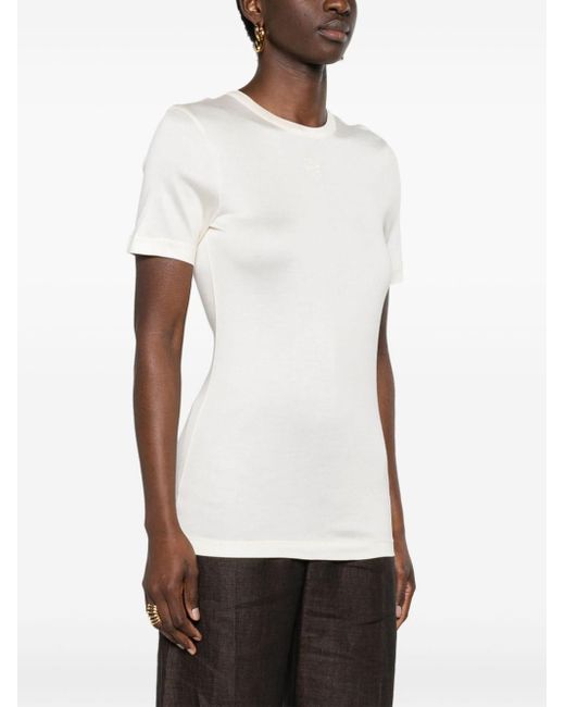 Loewe White Anagram-embroidered Knotted T-shirt