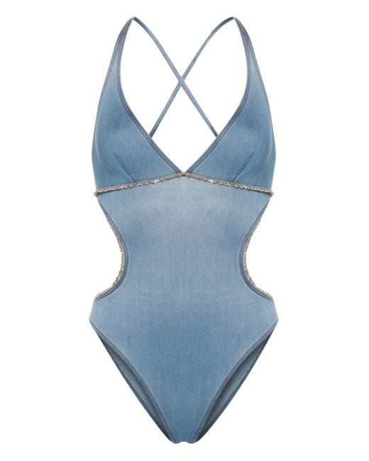 Ermanno Scervino Blue Chain-detail Swimsuit