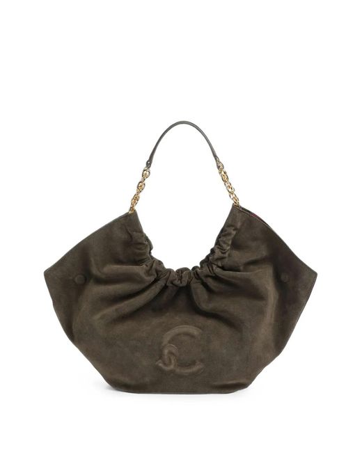 Coccinelle Black Smash Suede Logo-Embossed Tote Bag
