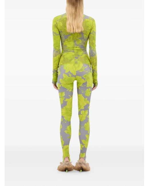 MSGM Yellow Floral-Print Trousers