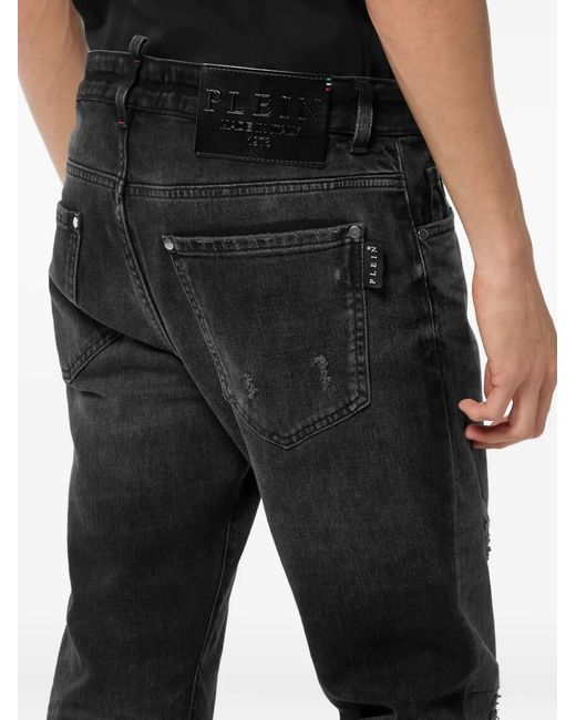 Philipp Plein Black Distressed Jeans for men