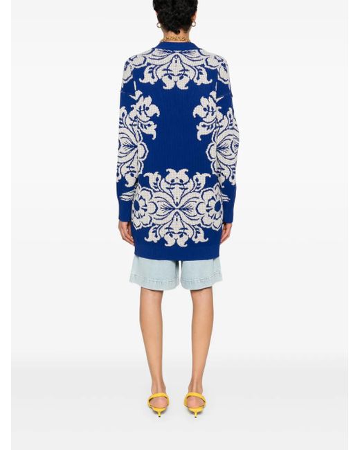 Etro フローラル ロングカーディガン Blue