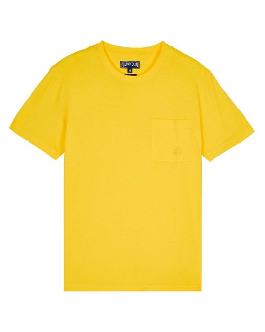 Vilebrequin Yellow Logo-embroidered Organic-cotton T-shirt for men