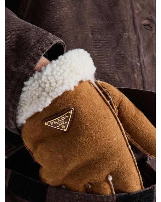 Prada Brown Suede Gloves