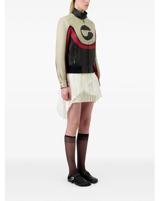 Coperni Gray C-Logo Panelled Leather Jacket