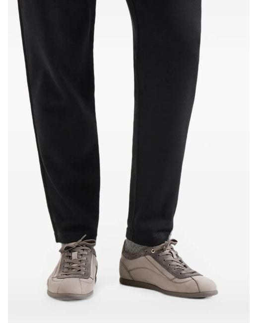 Brunello Cucinelli Gray Nubuck And Suede Sneakers With Slim Outsole for men