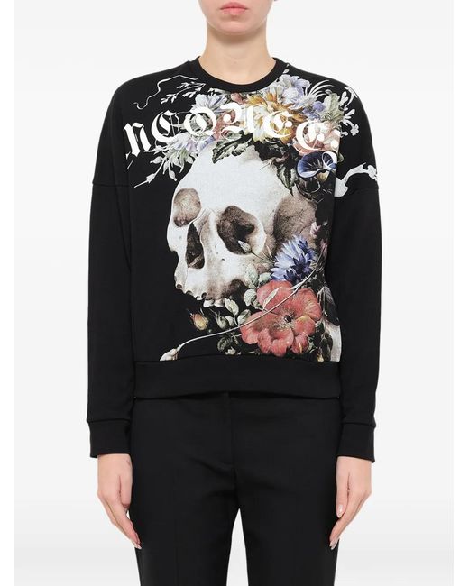McQueen Black Dutch Masters Skull-Print Sweatshirt