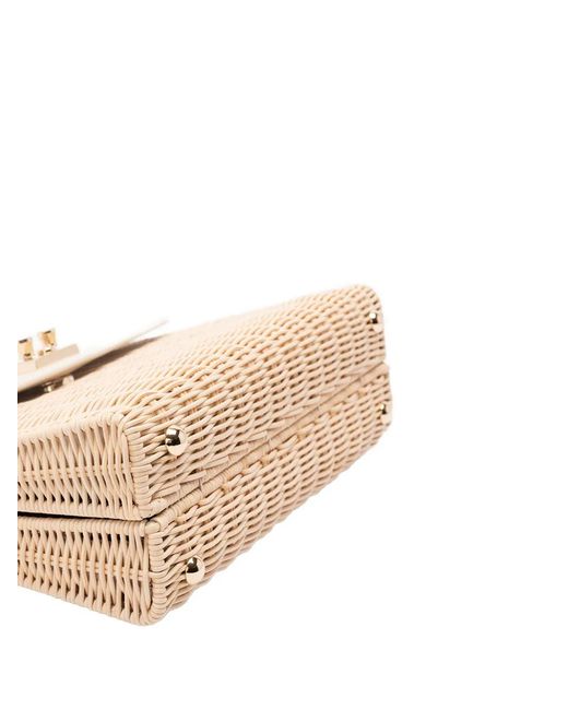 Rodo Natural Medium Wicker Top Handle Shoulder Bag