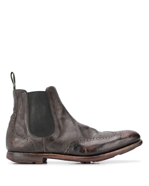 At regere Officer Observere Church's Distressed Effect Chelsea Boots in Brown for Men | Lyst UK