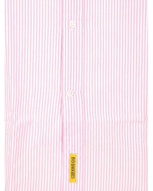 B.D. Baggies Pink Bradford Striped Cotton Shirt for men