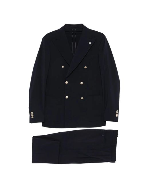 Luigi Bianchi Blue Double-Breasted Suit for men